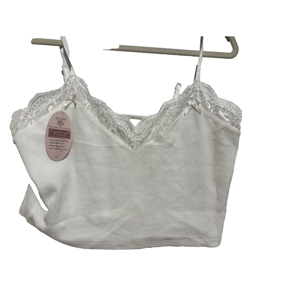 New RS Love Crop Tank Camisole Top Sz XXL White Lace Babydoll Festival Sexy - Picture 1 of 8